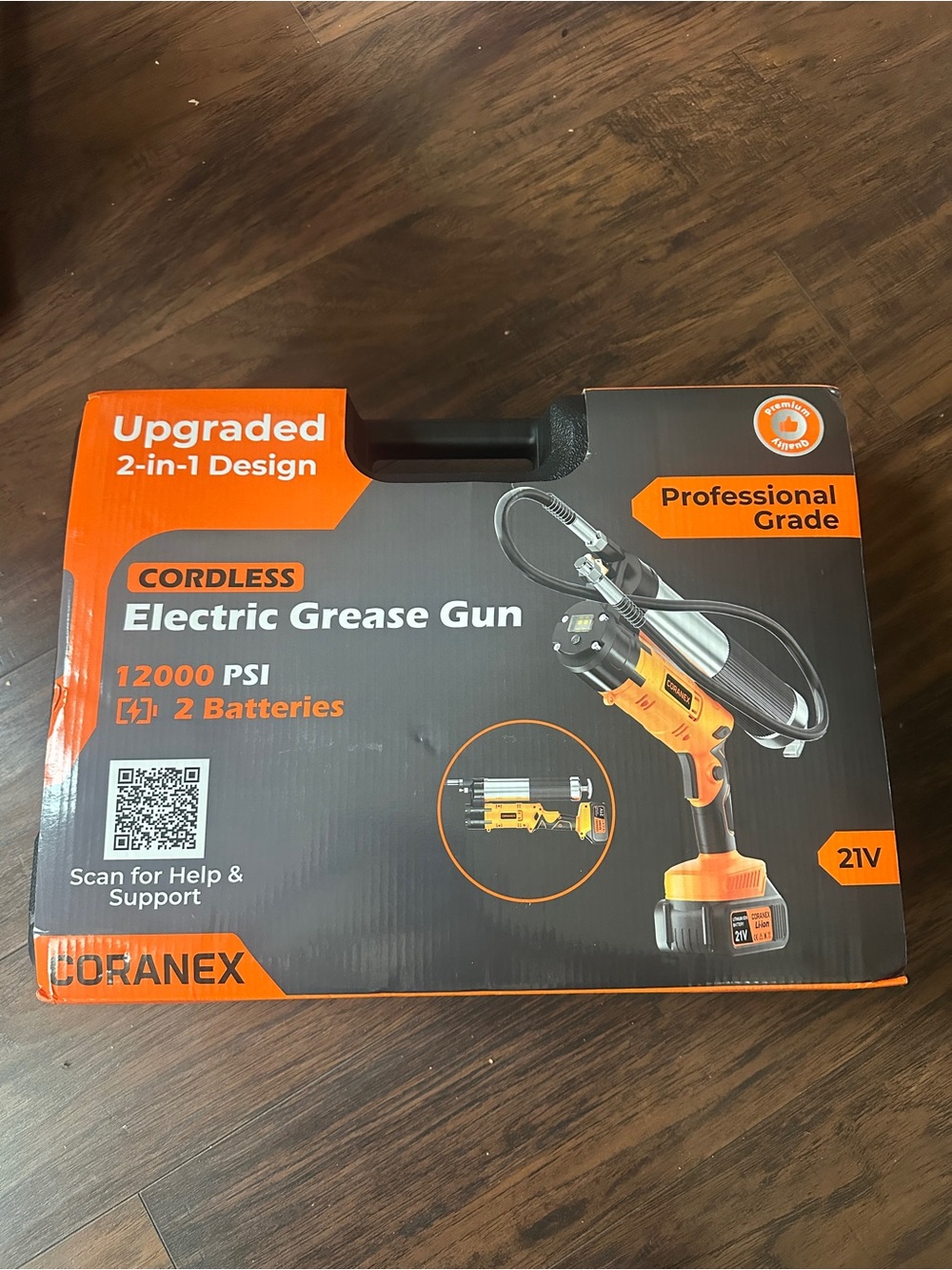 New 12000 PSI Cordless Electric Grease Gun 21V 2 Batteries 2-in-1